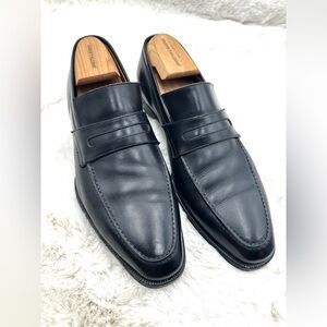 Gravati Black Leather Penny Loafers Italy Mens 9.5 D like NEW dress shoes